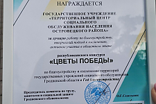 Территориальный центр стал лучшим в областном этапе республиканского конкурса «Цветы Победы»